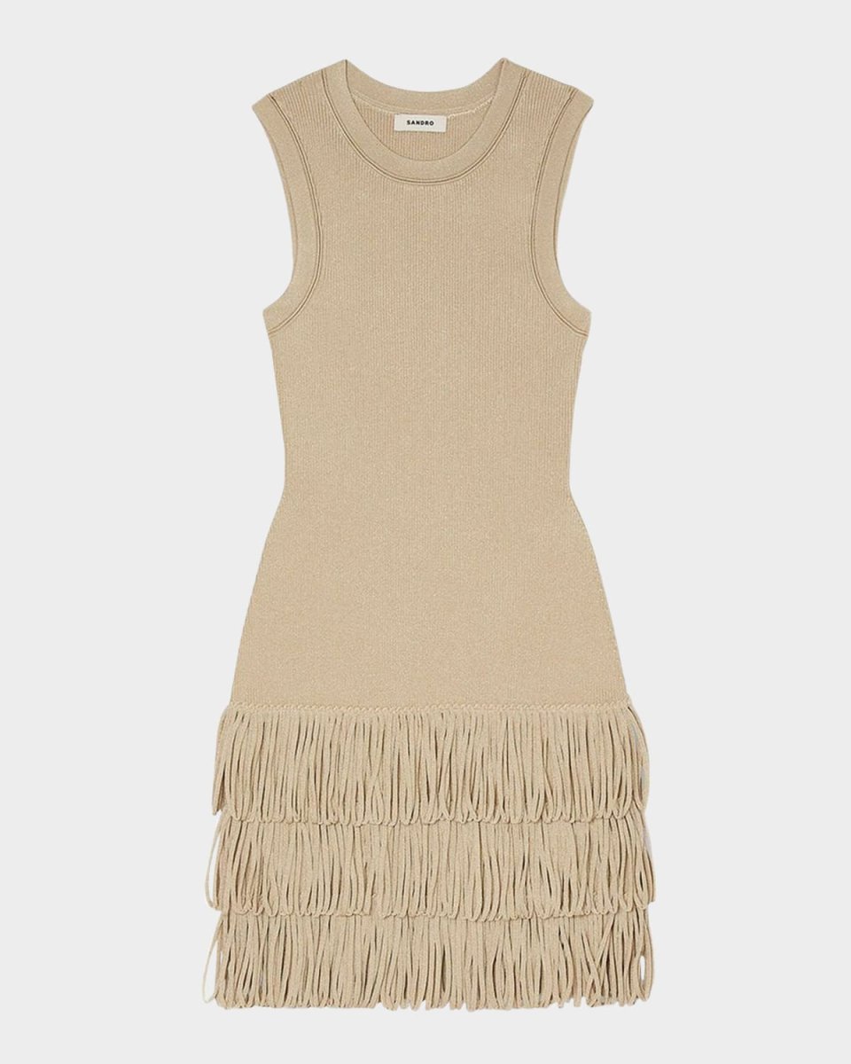 Ida Loop-Trim Metallic Knit Dress